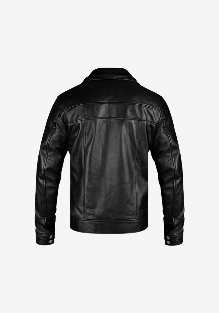 Straight Fashion Leather Jacket with Removable Liner