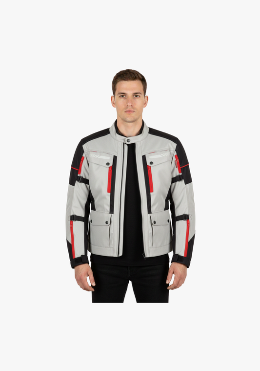 Mens White Textile Armored Jacket