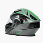 WCL Modular Full Face Motorcycle Helmet with Double Lens Visor - Green Black
