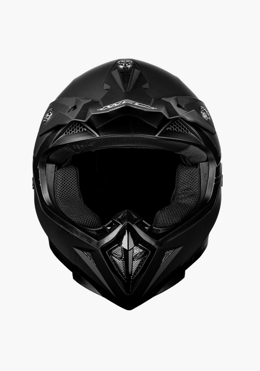 WCL Hawk Motorcycle Helmet & Dirtbike Helmet - Adjustable Sun Visor, Quick Release Buckle, DOT Approved - Flat Black
