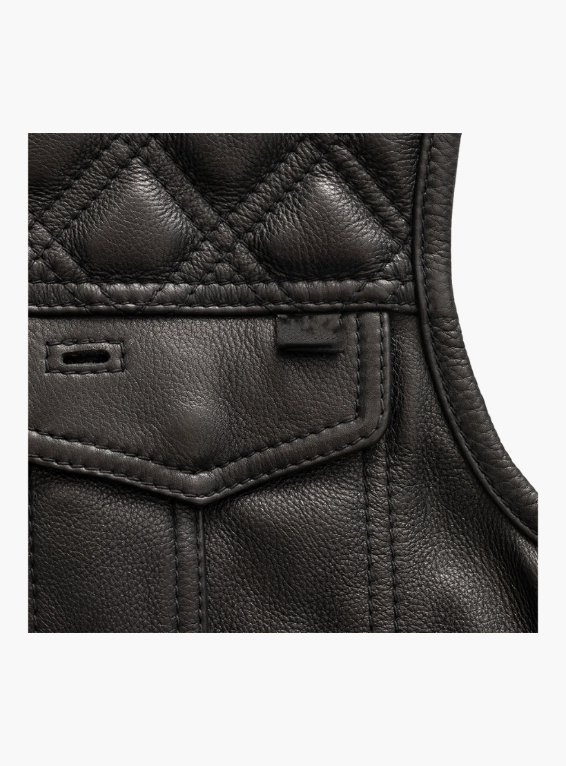 WCL Leather Club Vest w/t Black Hexagon Stitching