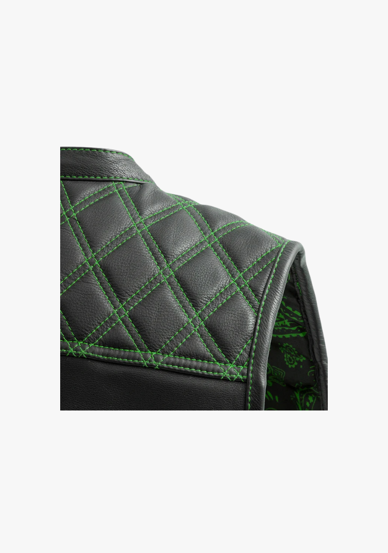 WCL Leather Club Vest w/t Green Lace