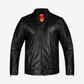 Straight Fashion Leather Jacket with Arm Design
