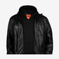 Straight Fashion Leather Jacket with Removable Hood