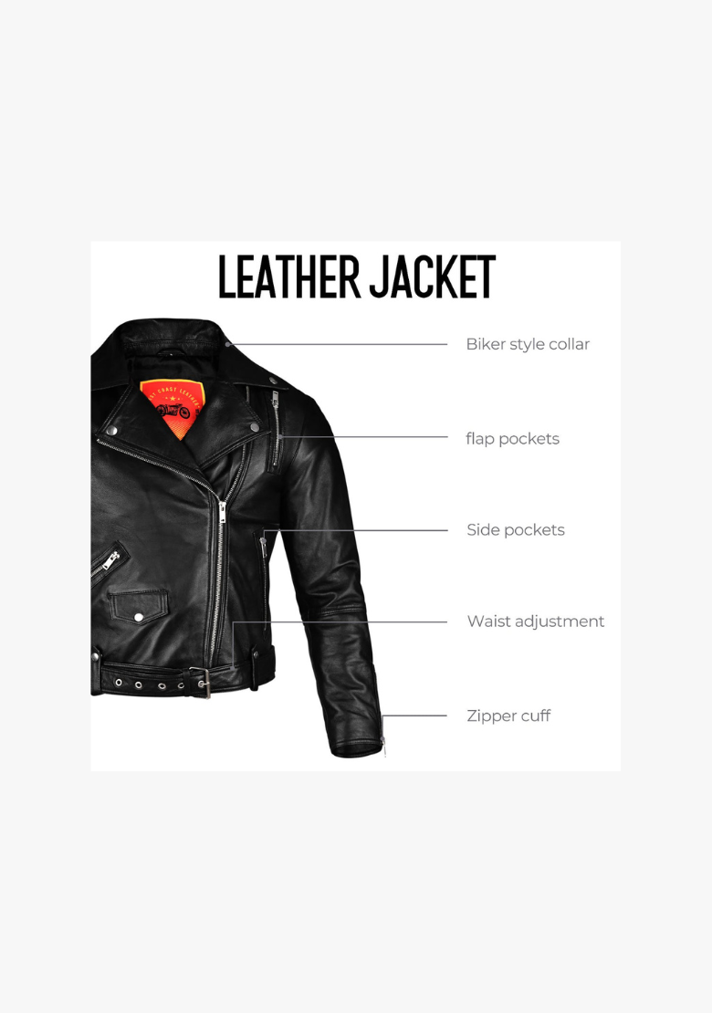 Classic Women's Biker Style Fashion Leather Jacket