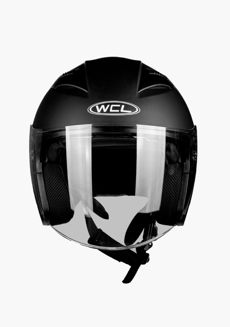 WCL 3/4 W/ Dual Flip Down Faceshields Motorcycle Helmet & Scooter Helmet Matt Black