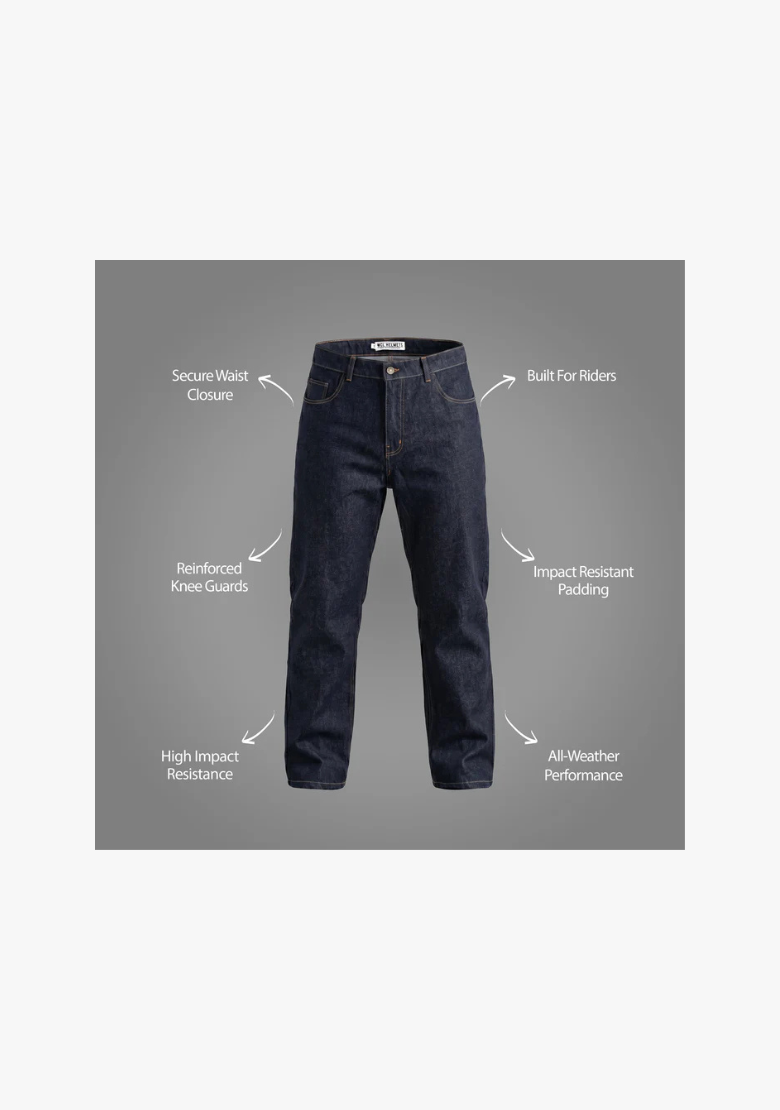 WCL Motorcycle Refinforced Kevlar Riding Jeans - Dark Blue