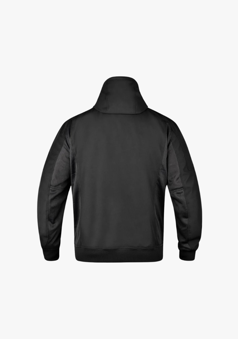 Softshell Cordura Armored Motorcycle Mesh Hoodie w/t CE Level 1 armor - Black