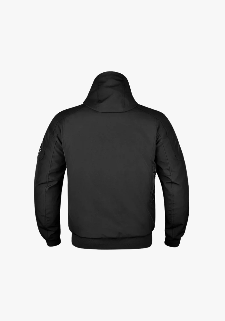 Softshell Cordura Armored Motorcycle Waterproof Hoodie w/t CE Level 1 armor - Black