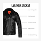 Straight Classic Fashion Leather Jacket with Collar