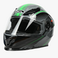 WCL Modular Full Face Motorcycle Helmet with Double Lens Visor - Green Black