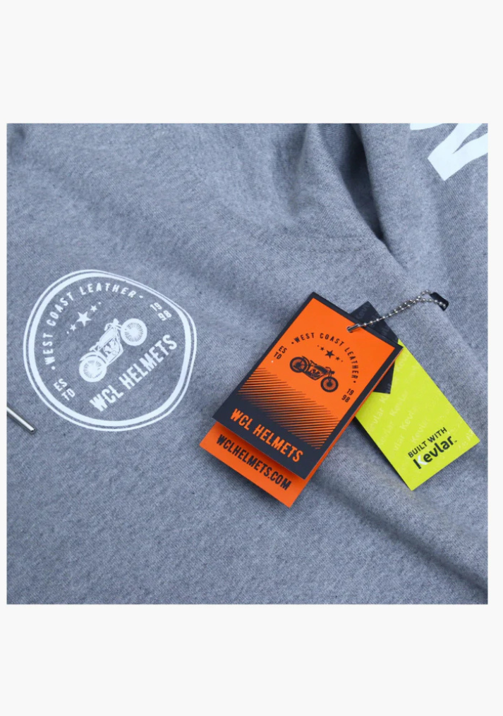 WCL Armoured Kevlar Lined Motorcycle Riding Hoodie w/t CE Level 1 Armor - Charcoal Gray