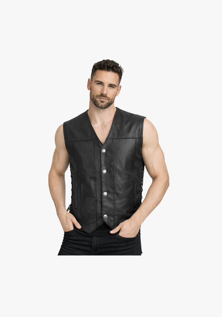 WCL Buffalo Snaped Western Style Motorcycle Leather Bar Vest