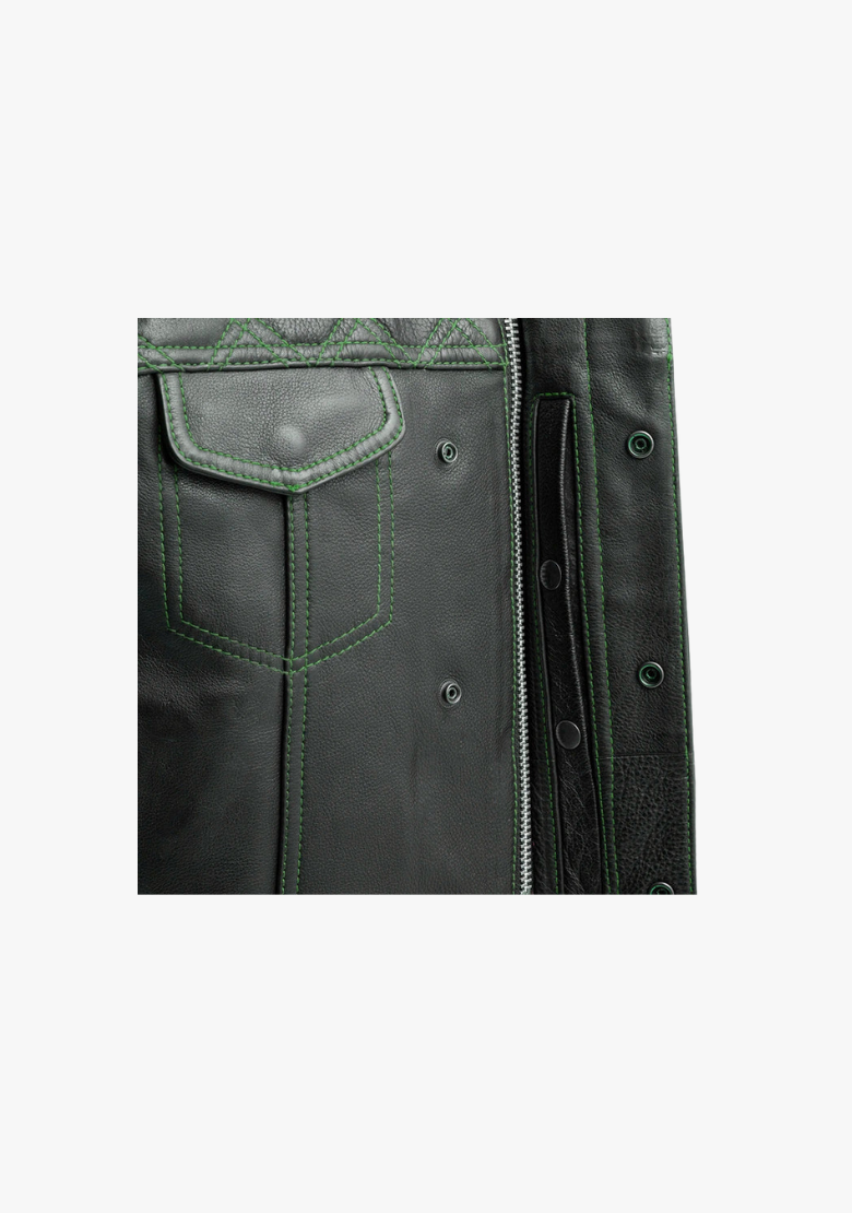 WCL Leather Club Vest w/t Green Lace