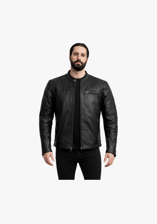WCL MEN'S LEATHER VENTED Racer JACKET WITH PERFORATED ARM & SHOULDER