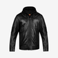 Straight Fashion Leather Jacket with Removable Hood