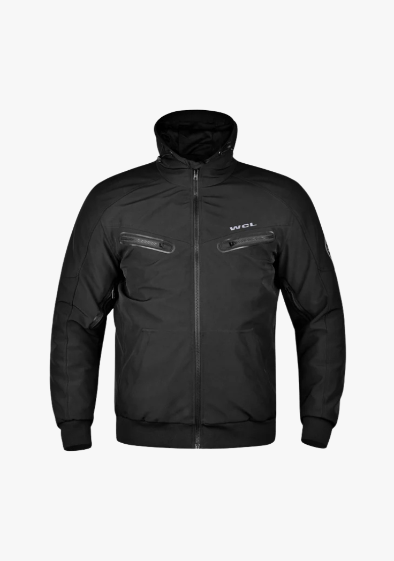 Softshell Cordura Armored Motorcycle Waterproof Hoodie w/t CE Level 1 armor - Black