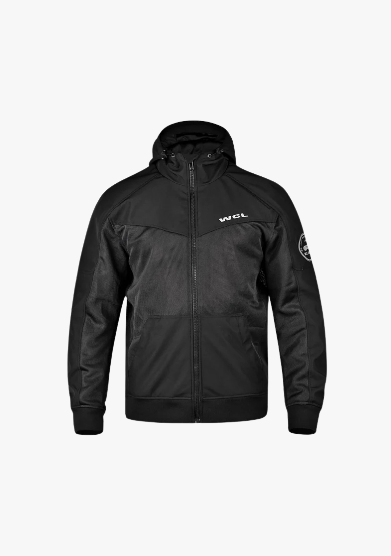 Softshell Cordura Armored Motorcycle Mesh Hoodie w/t CE Level 1 armor - Black