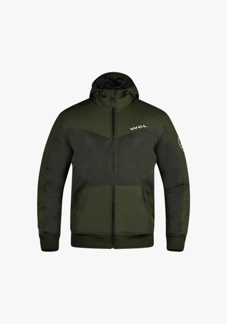 Softshell Cordura Armored Motorcycle Mesh Hoodie w/t CE Level 1 armor - Green