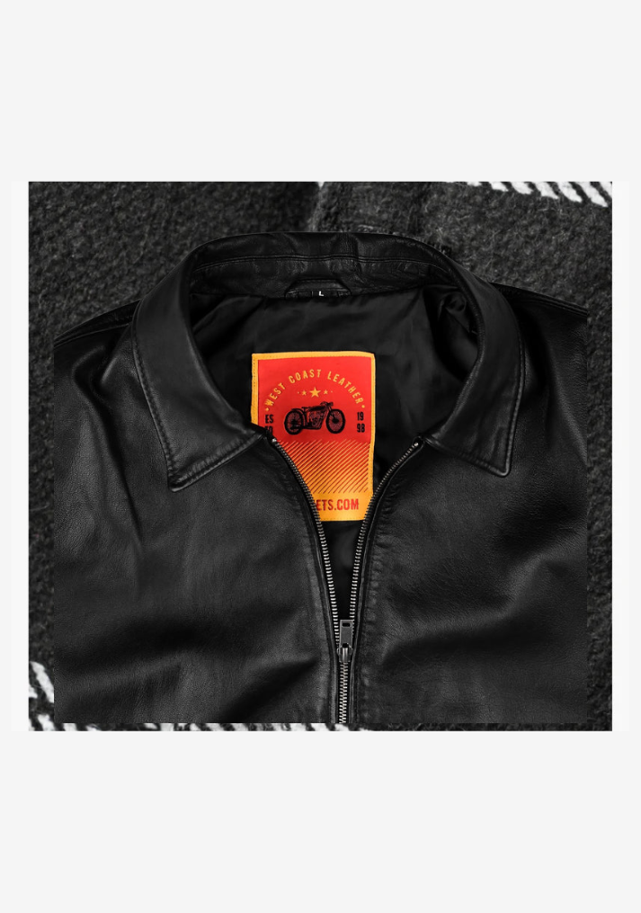 Straight Classic Fashion Leather Jacket with Collar