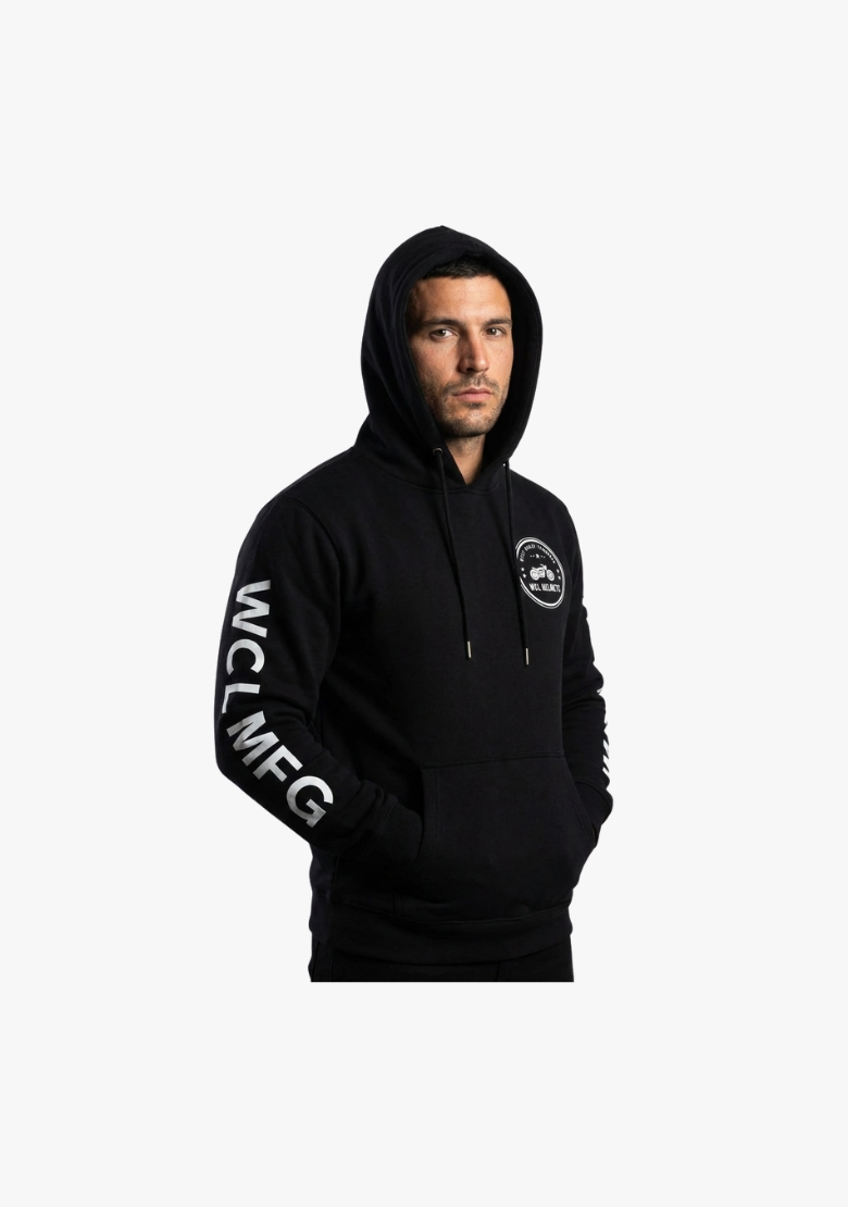 WCL Armoured Kevlar Lined Motorcycle Riding Hoodie w/t CE Level 1 Armor - Black