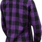 WCL Women's Kevlar Lined Performance Motorcycle Riding Long Sleeve Flannel Shirt  W/T CE Level 1 armor - Purple