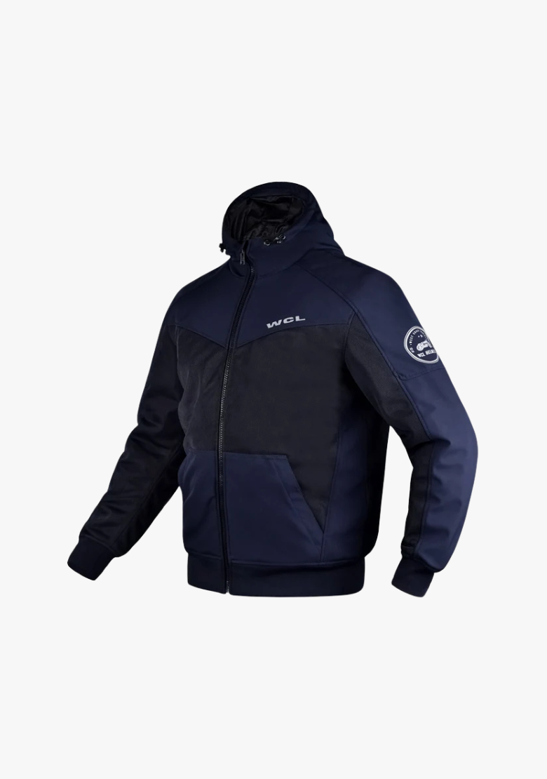 Softshell Cordura Armored Motorcycle Mesh Hoodie w/t CE Level 1 armor - Blue
