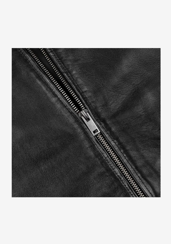 Straight Classic Fashion Leather Jacket with Collar