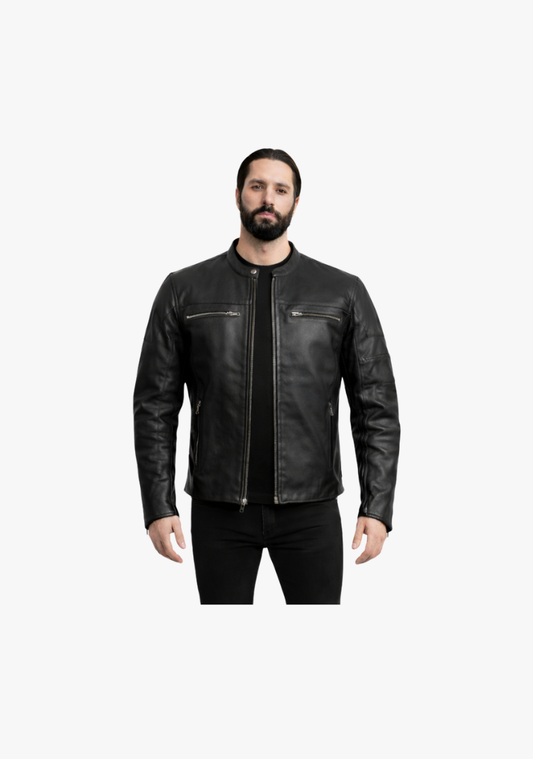WCL Leather Scooter Style Motorcycle Jacket