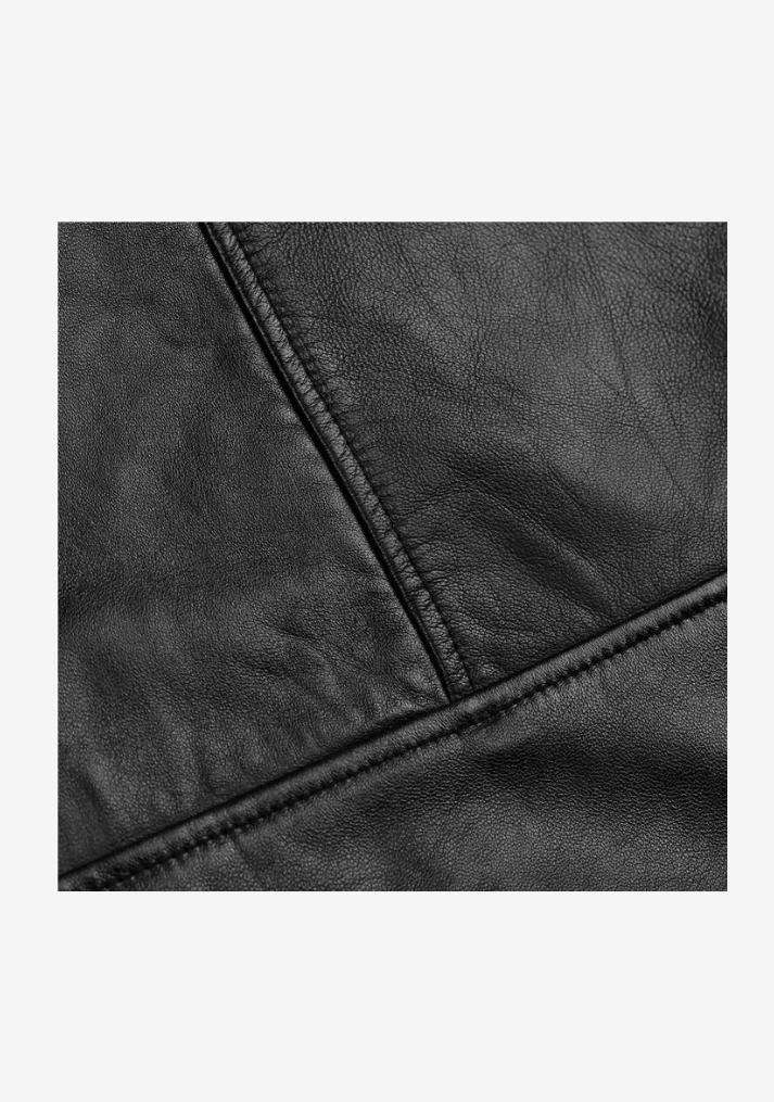 Straight Fashion Leather Jacket with Arm Design