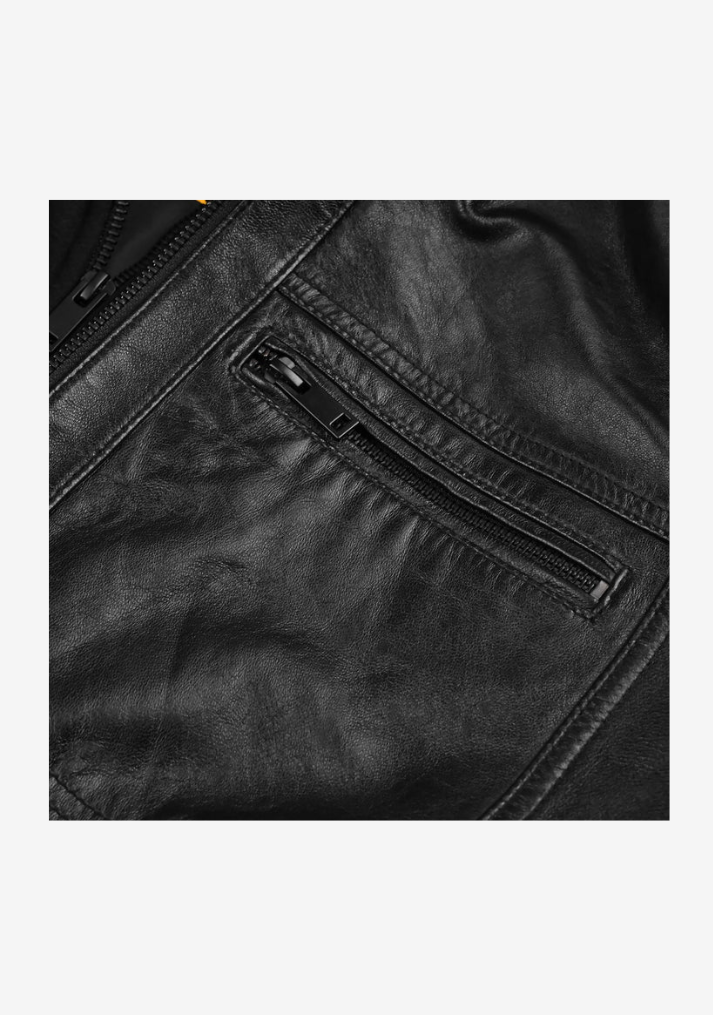 Straight Fashion Leather Jacket with Removable Hood