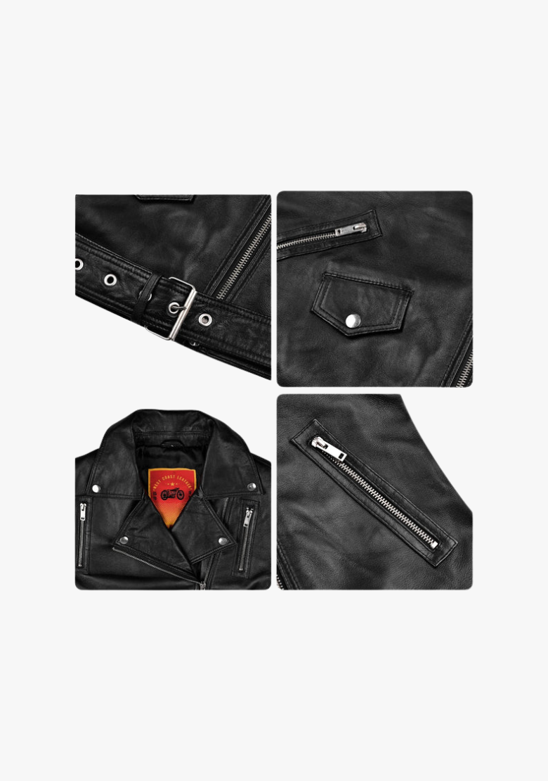 Classic Women's Biker Style Fashion Leather Jacket