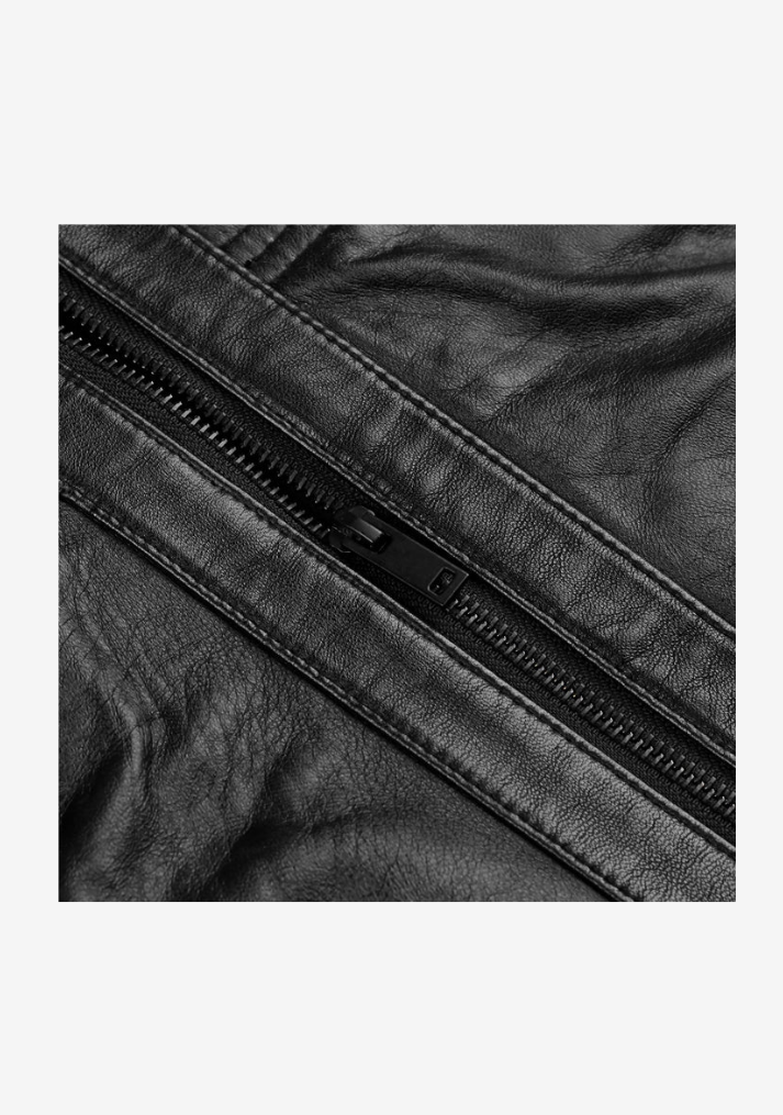 Straight Fashion Leather Jacket with Removable Hood