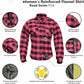 WCL Women's Kevlar Lined Performance Motorcycle Riding Long Sleeve Flannel Shirt  W/T CE Level 1 armor - Pink