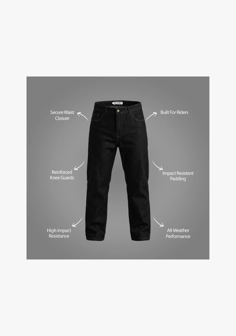 WCL Motorcycle Refinforced Kevlar Riding Jeans - Black