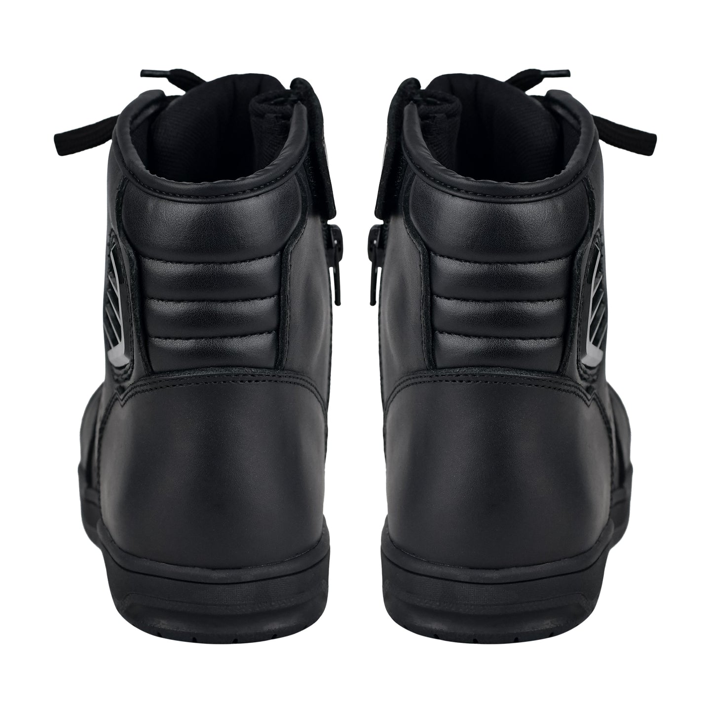 WCL Motorcycle Riding Leather Shoes - Black Sneaker with White Sole WCL Helmet