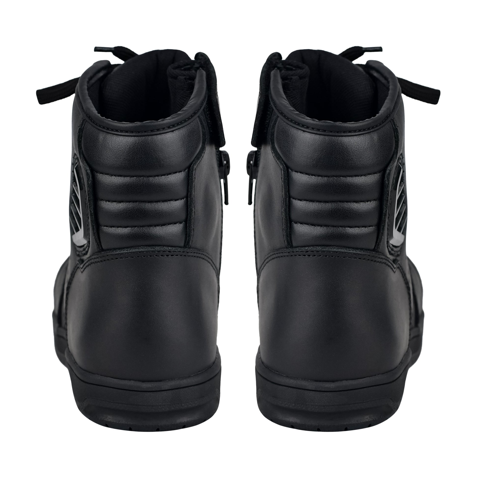 WCL Motorcycle Riding Leather Shoes - Black Sneaker with White Sole WCL Helmet