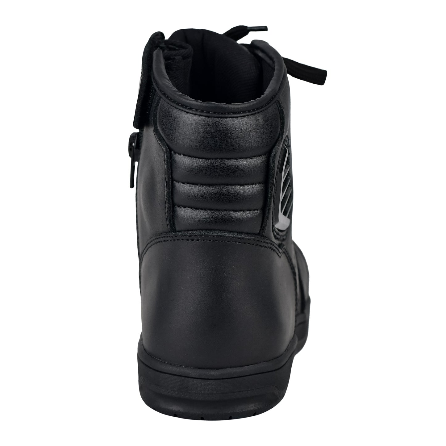 WCL Motorcycle Riding Leather Shoes - Black Sneaker with White Sole WCL Helmet