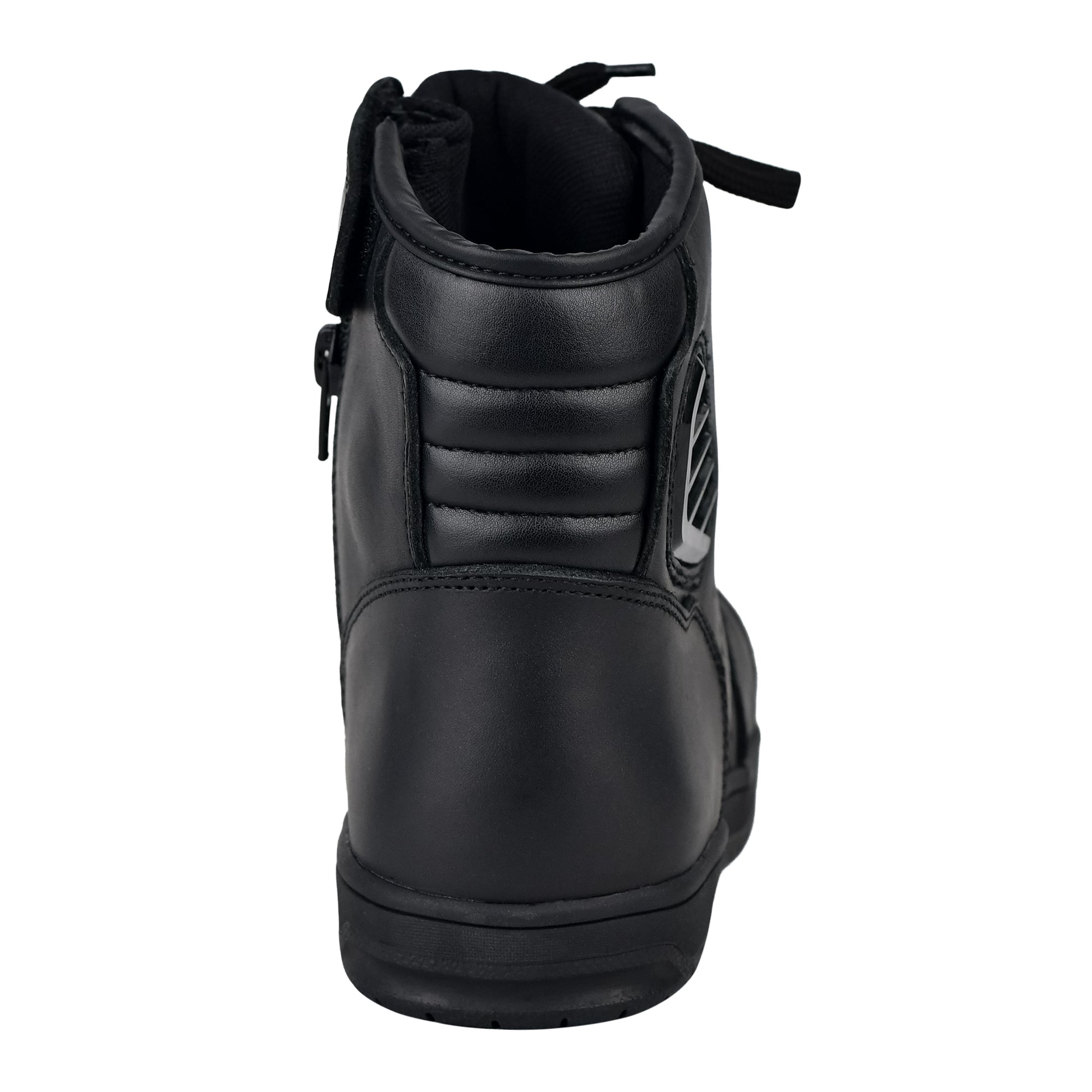 WCL Motorcycle Riding Leather Shoes - Black Sneaker with White Sole WCL Helmet