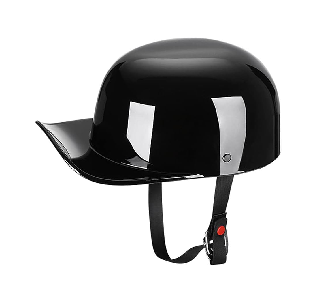 WCL Lightest and Smallest Vintage Open Face Motorcycle Helmet Retro Baseball Cap Half Helmets - Gloss Black WCL