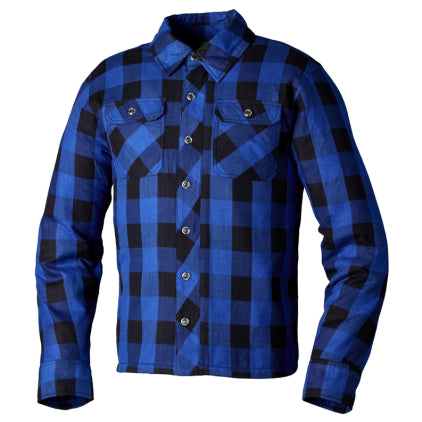 WCL Kevlar Lined Performance Motorcycle Riding Long Sleeve Flannel Shirt  W/T CE Level 1 armor - Blue WCL Helmet