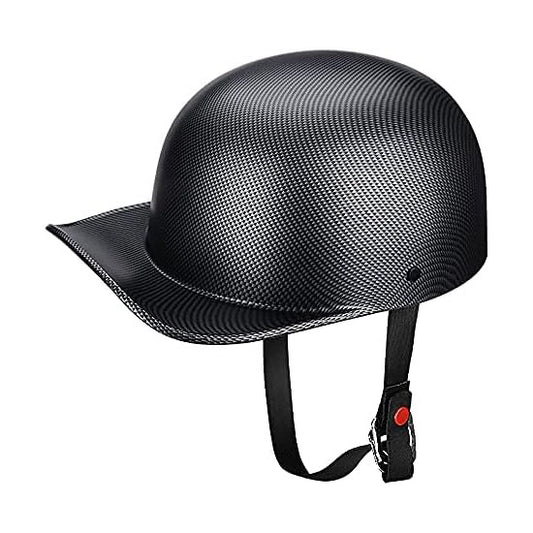 WCL Lightest and Smallest Vintage Open Face Motorcycle Helmet Retro Baseball Cap Half Helmets - Carbon Fibre