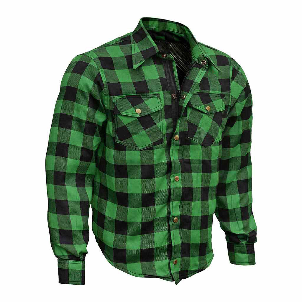 WCL Kevlar Lined Performance Motorcycle Riding Long Sleeve Flannel Shi ...