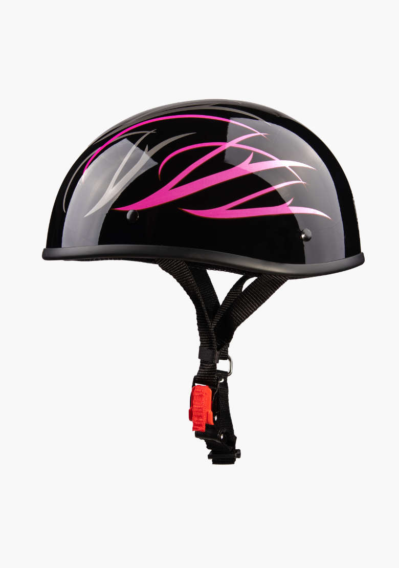 WCL Lightest and Smallest AS/NZ Beanie Motorcycle Half Helmet - Pink Stripes