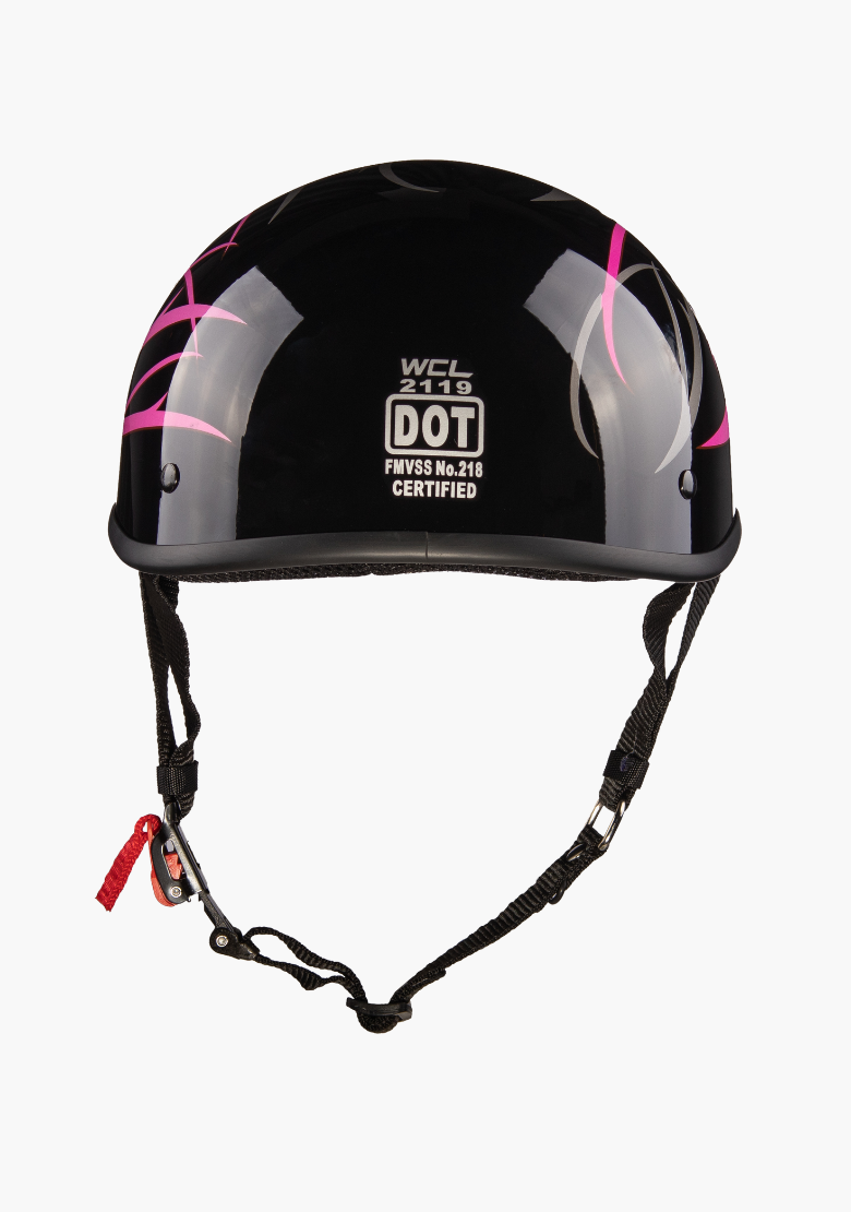 WCL Lightest and Smallest AS/NZ Beanie Motorcycle Half Helmet - Pink Stripes