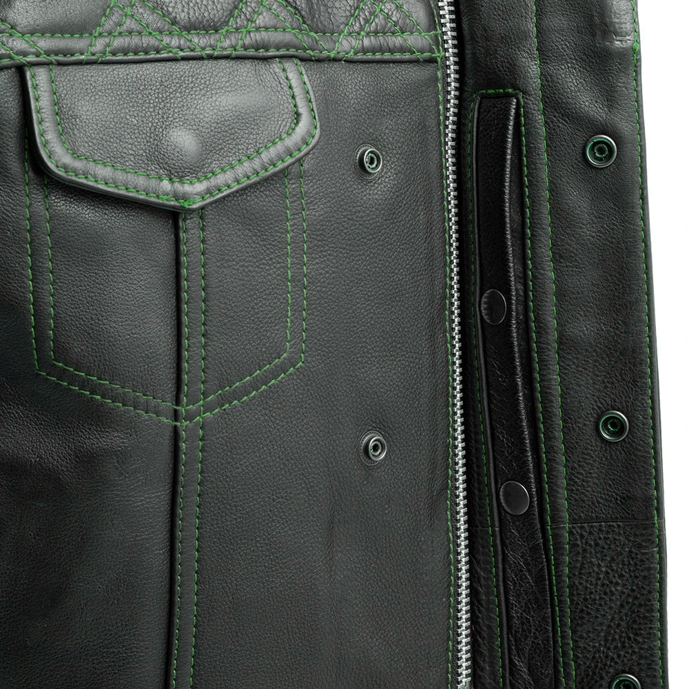 WCL Leather Club Vest w/t Green Lace WCL Helmet
