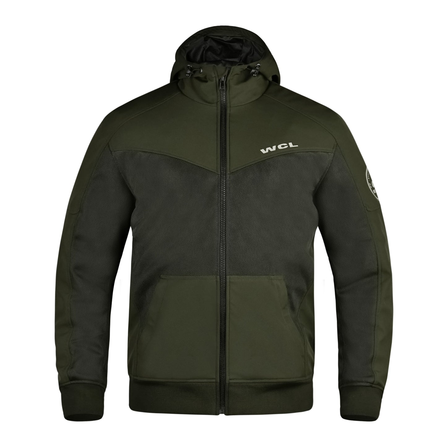 Softshell Cordura Armored Motorcycle Waterproof Hoodie w/t CE Level 1 armor - Black WCL Helmet