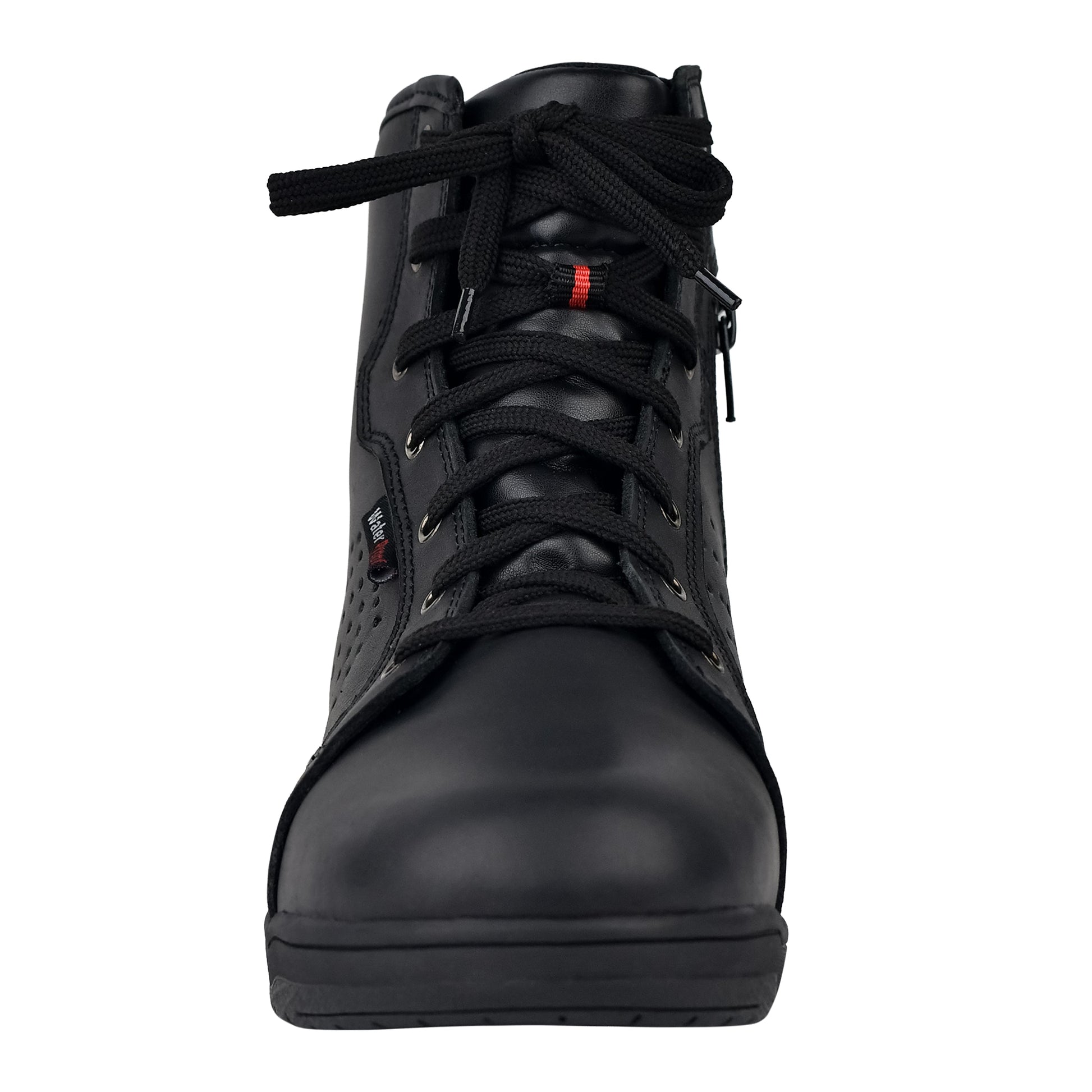 WCL Motorcycle Riding Leather Shoes - Black Sneaker with White Sole WCL Helmet