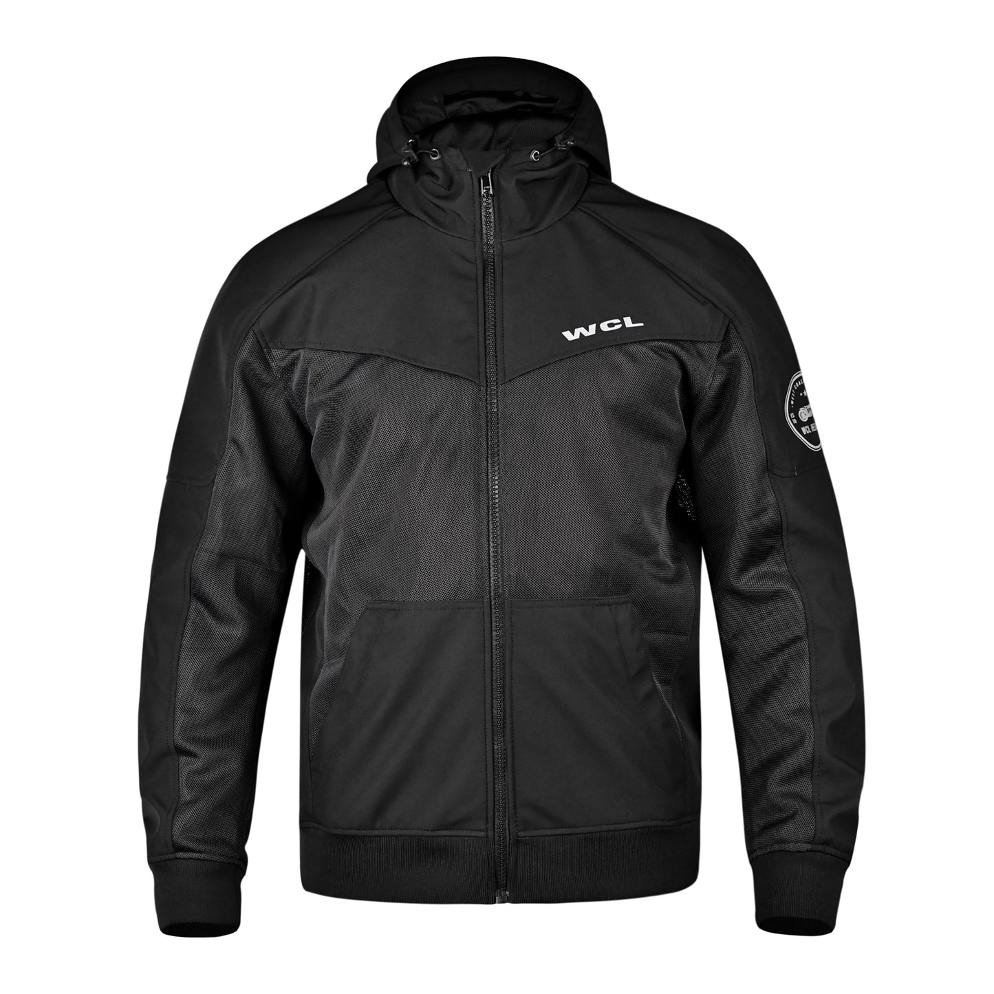 Softshell Cordura Armored Motorcycle Mesh Hoodie w/t CE Level 1 armor - Blue WCL Helmet