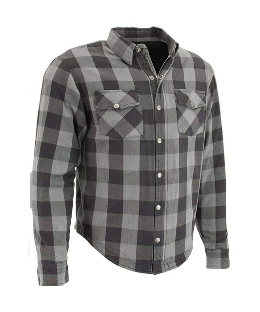 WCL Kevlar Lined Performance Motorcycle Riding Long sleeve Flannel Shirt W/T CE Level 1 armor - Gray WCL Helmet